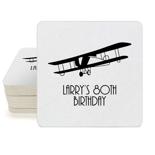 Vintage Plane Square Coasters