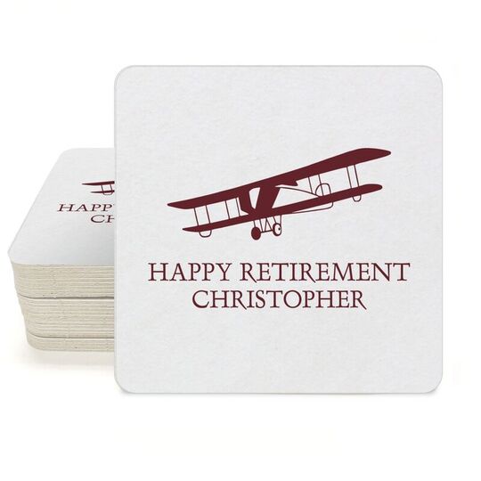 Vintage Plane Square Coasters