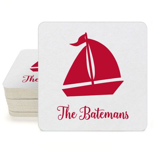 Sailboat Silhouette Square Coasters