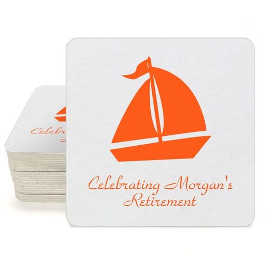 Sailboat Silhouette Square Coasters