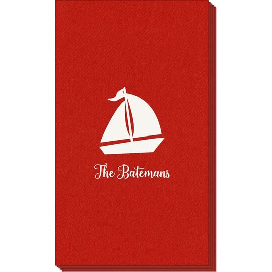 Sailboat Silhouette Linen Like Guest Towels