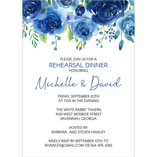 Dark Blue Rose Topper Invitations