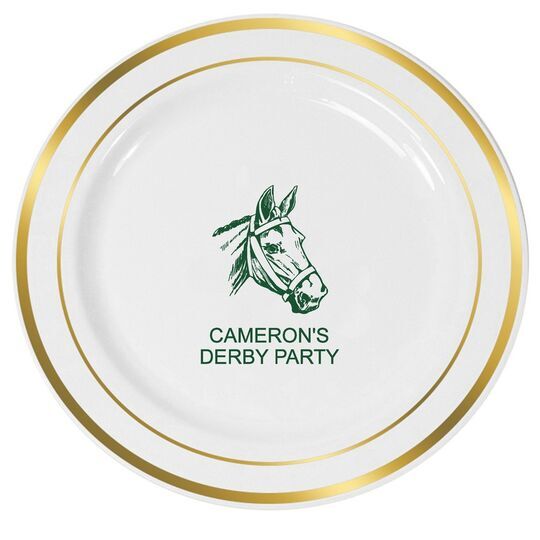 Outlined Horse Premium Banded Plastic Plates