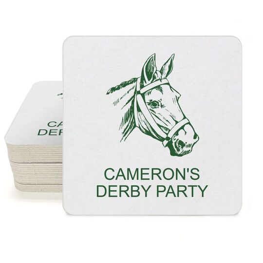 Outlined Horse Square Coasters