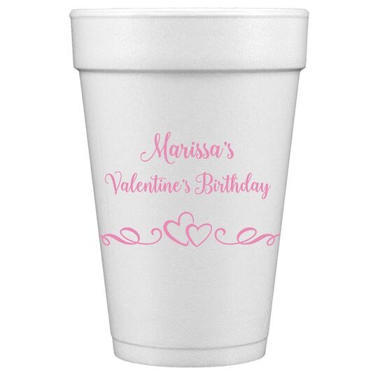 Two Hearts on a Vine Styrofoam Cups