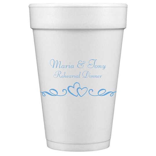 Two Hearts on a Vine Styrofoam Cups