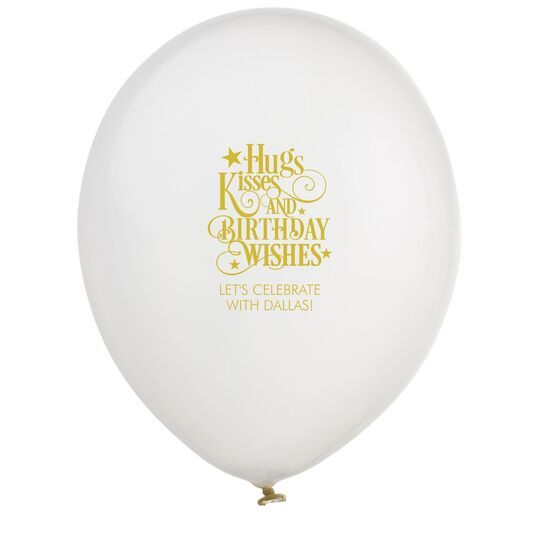 Hugs Kisses and Birthday Wishes Latex Balloons