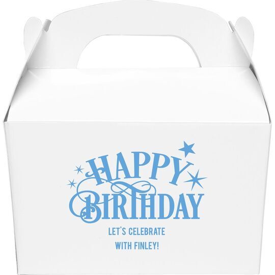 Happy Birthday with Stars Gable Favor Boxes