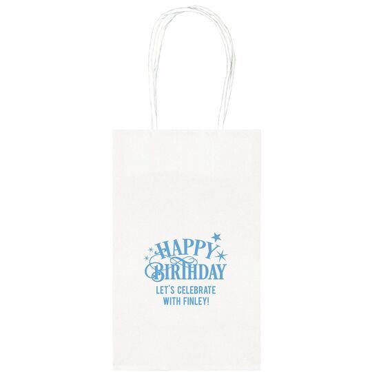 Happy Birthday with Stars Medium Twisted Handled Bags