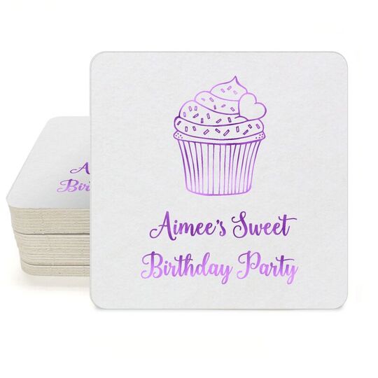 Sprinkled Cupcake Square Coasters