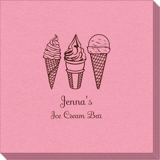 Ice Cream Cone Trio Linen Like Napkins