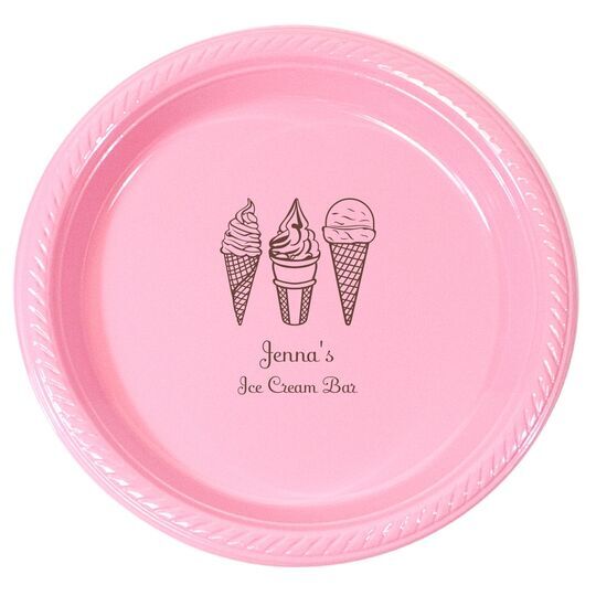 Ice Cream Cone Trio Plastic Plates