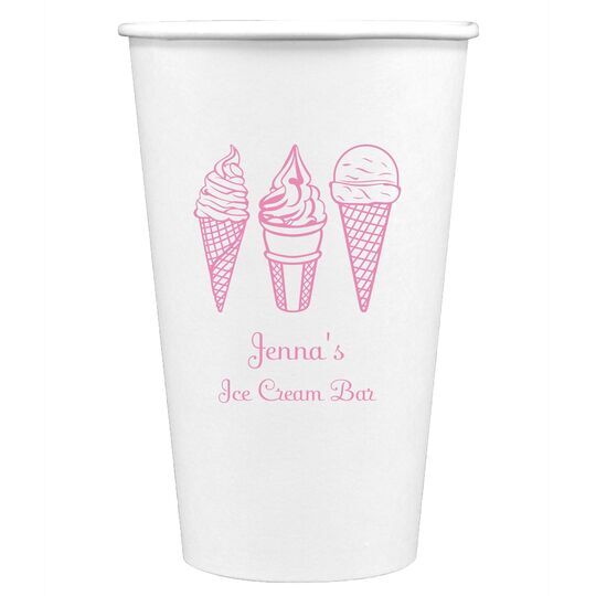 Ice Cream Cone Trio Paper Coffee Cups
