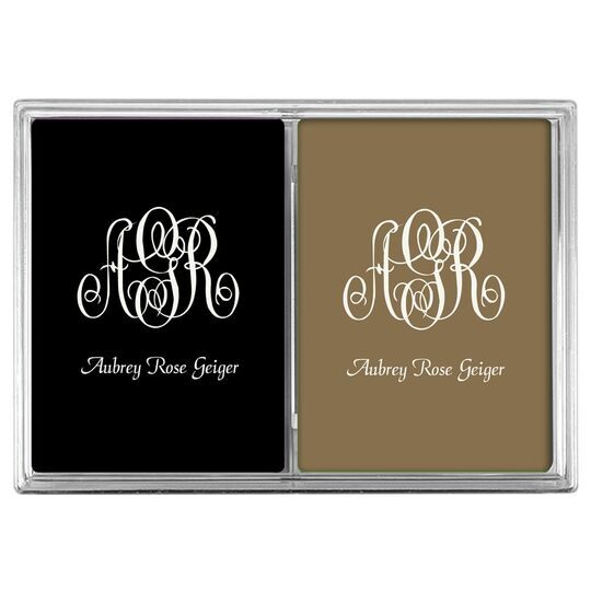 Large Script Monogram with Text Double Deck Playing Cards