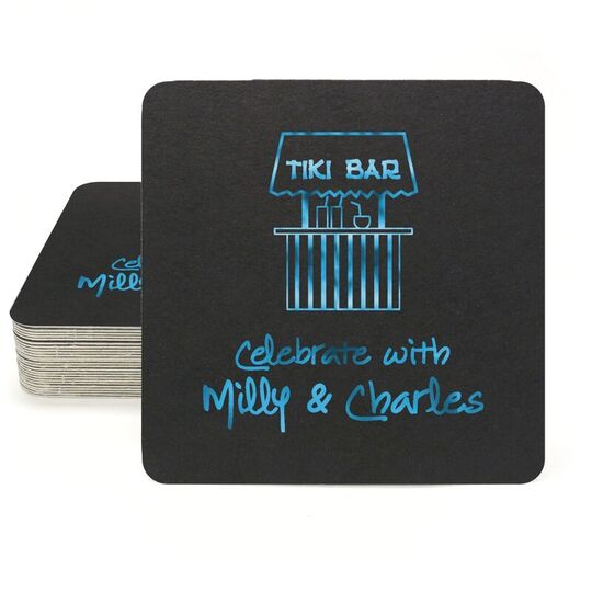 Tiki Bar Square Coasters