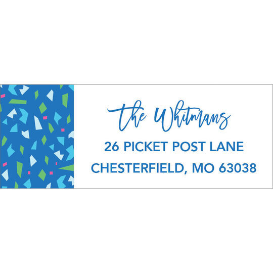 Blue Terrazo Return Address Labels