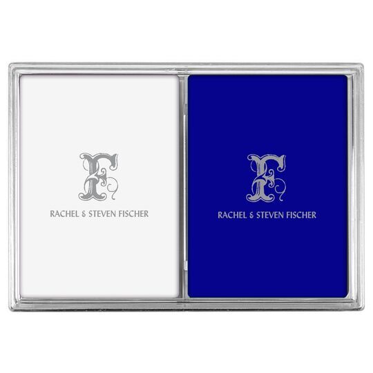 Pick Your Single Initial with Text Double Deck Playing Cards