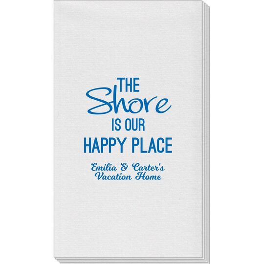 The Shore Is Our Happy Place Linen Like Guest Towels
