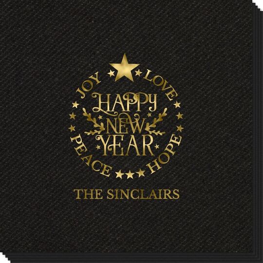 Happy New Year Linen Like Napkins