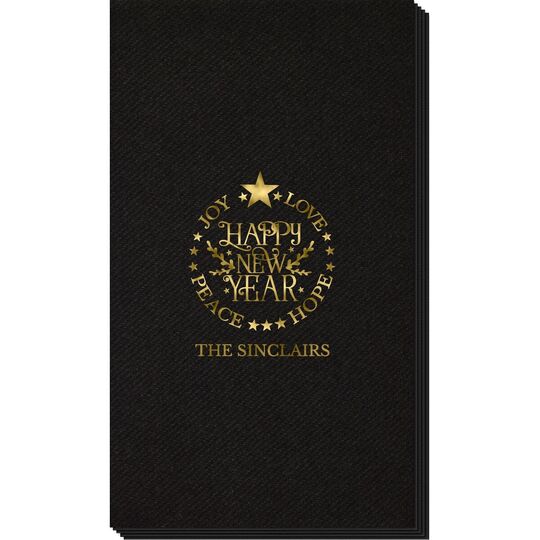 Happy New Year Linen Like Guest Towels