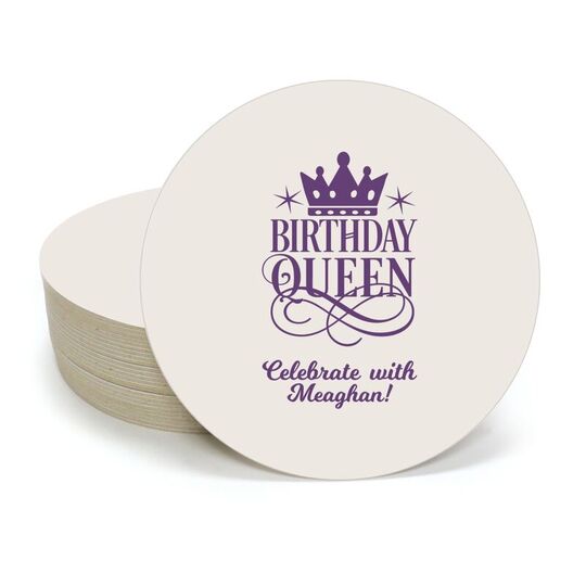 Birthday Queen Round Coasters