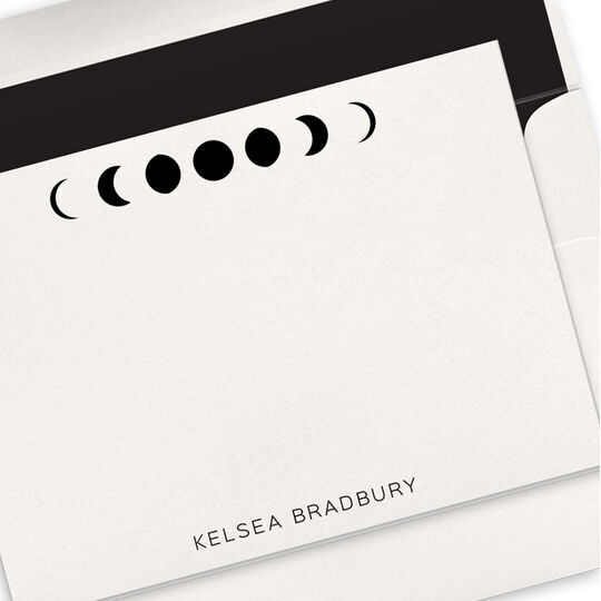 Moon Phase Flat Note Cards - Letterpress