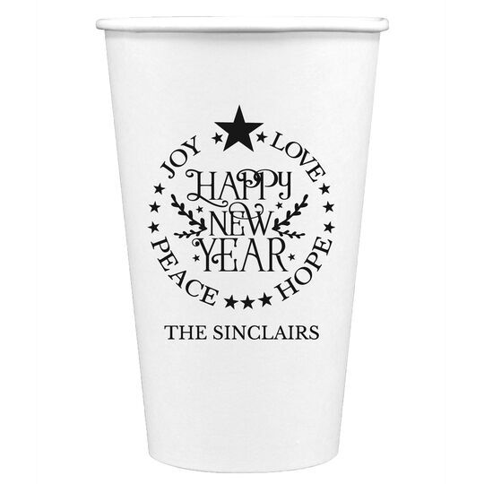 Happy New Year Paper Coffee Cups