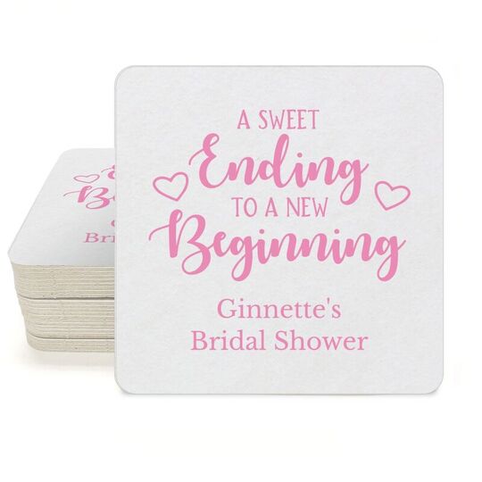 A Sweet Ending to a New Beginning Square Coasters