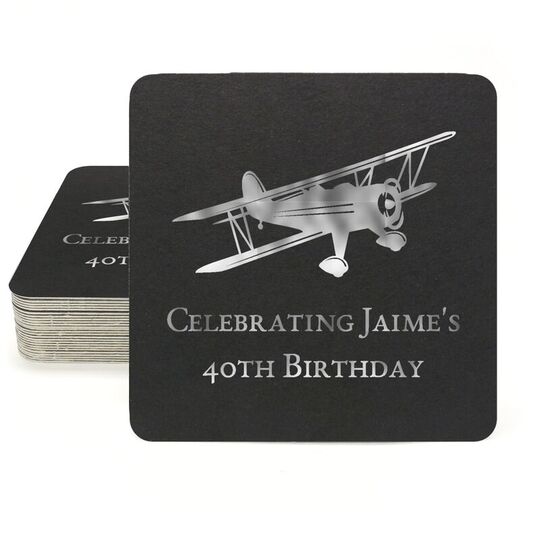 Biplane Square Coasters