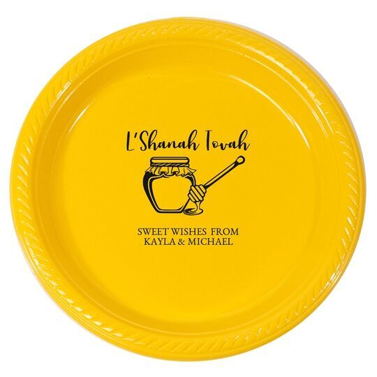 L'Shanah Tovah Honey Pot Plastic Plates