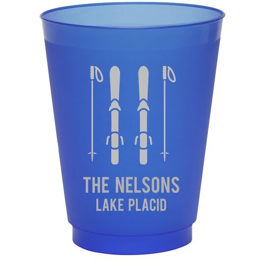 Skis and Poles Colored Shatterproof Cups