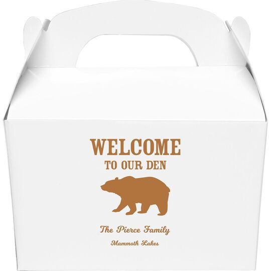 Welcome To Our Den Gable Favor Boxes