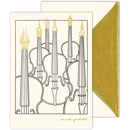 Violin Towers Folded Note Cards with Inside Imprint