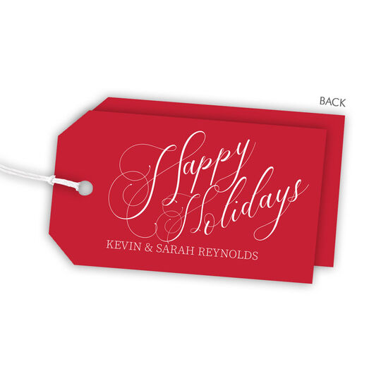 Script Happy Holidays Hanging Gift Tags