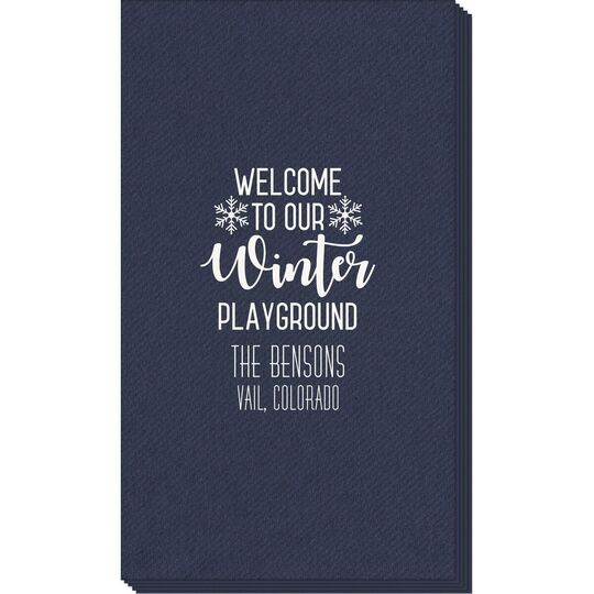 Welcome To Our Winter Playground Linen Like Guest Towels