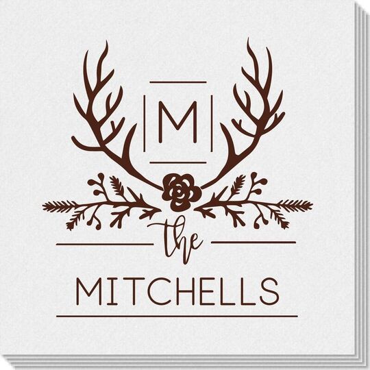 Family Antlers Linen Like Napkins
