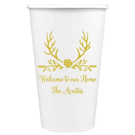 Pine Berry Antlers Paper Coffee Cups