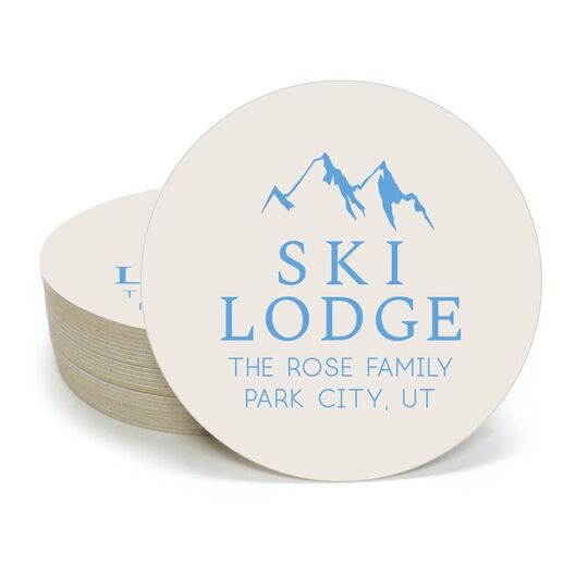 Mountain Ski Lodge Round Coasters