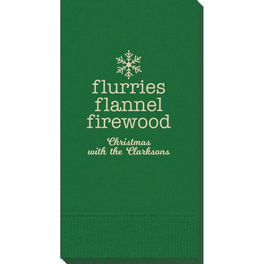 Flurries Flannel Firewood Guest Towels
