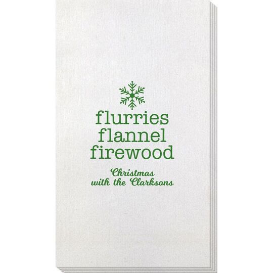 Flurries Flannel Firewood Bamboo Luxe Guest Towels