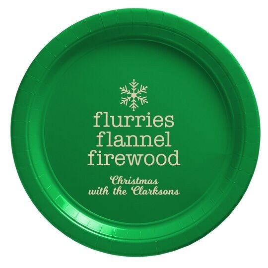 Flurries Flannel Firewood Paper Plates