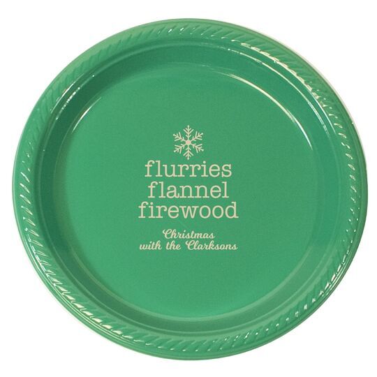Flurries Flannel Firewood Plastic Plates