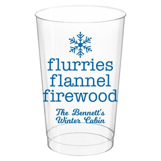 Flurries Flannel Firewood Clear Plastic Cups