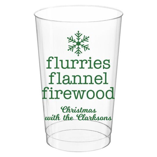 Flurries Flannel Firewood Clear Plastic Cups