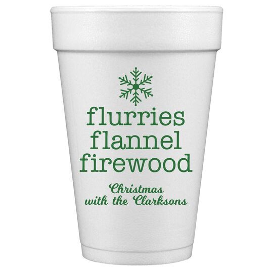 Flurries Flannel Firewood Styrofoam Cups