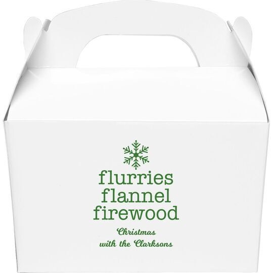 Flurries Flannel Firewood Gable Favor Boxes