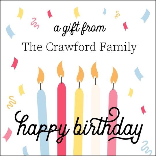 Colorful Birthday Candles Square Gift Stickers