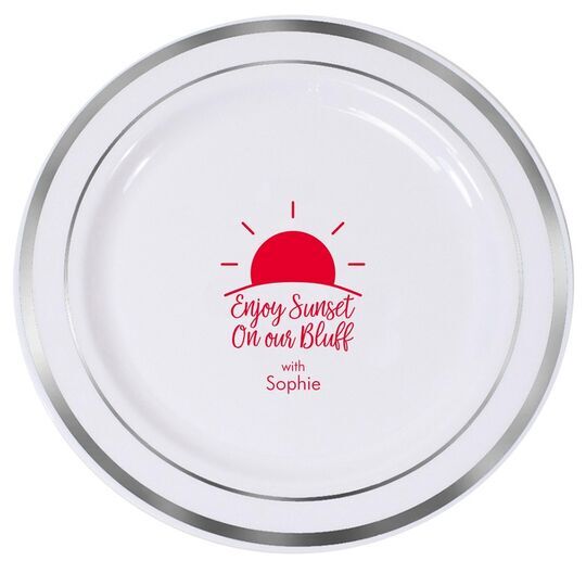 Enjoy Sunset on our Bluff Premium Banded Plastic Plates