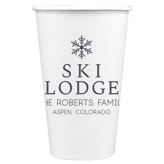 Snowflake Ski Lodge Paper Coffee Cups