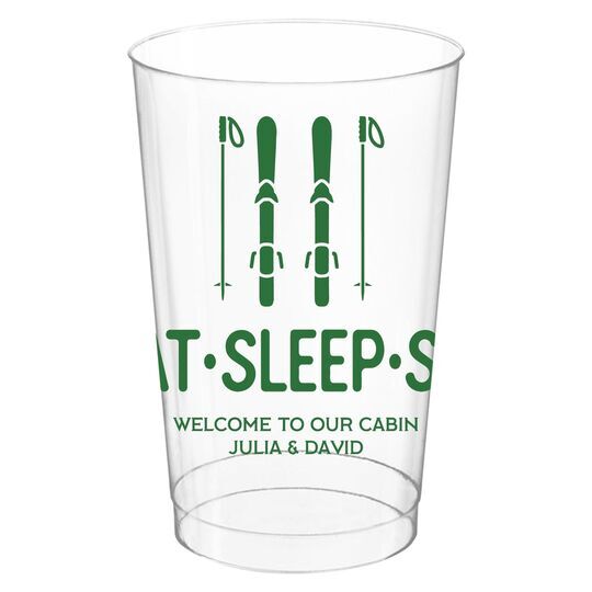 Eat Sleep Ski Clear Plastic Cups